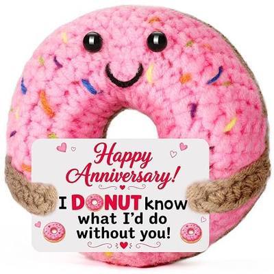 BuiltFit Gifts for Women Men Anniversary - Funny Anniversary Crochet Donut Gifts for Wife Husband Couples Her Him Boyfriend Girlfriend, Happy Anniversary Wedding Marriage Dating Gift
