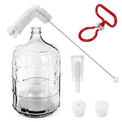 3 Gallon Glass Carboy, 3 Gallon Glass Water Jug Clear Fermenter for Wine Making Equipment & Beer with Drilled, Undrilled Rubber Stoppers, Carboy Handles, Brushes and Airlocks