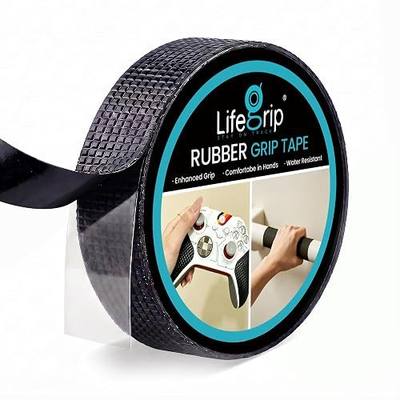 LifeGrip Rubber Grip Tape, 1" x 25’- Water-Resistant Handle Wrap, Soft Grip | Rubber Grip Tape for Tool Handles, Home Use, Controllers & Sports Gear, Soft Diamond Texture, Comfortable in Hands, Black