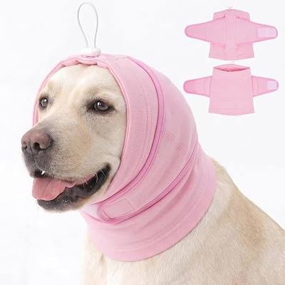 MIGOHI XL Ear Muffs for Dogs Noise, Breathable No Shake Ear Wrap for Hematoma, Dog Calming Hoodie for Thunderstorms Bath Grooming Car Rides, Ears Protection for Large Dogs German Shepherds, Pink XL