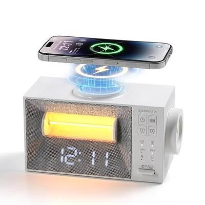Sound Machine Alarm Clock with Wireless Charger for Bedroom, Hotel | Dual Alarm Clock with Snooze, White Noise Machine for Sleep with 20 Soothing Sound, Gentle Sunrise Wake Up Light, Night Light