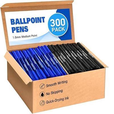 300 Pack Ballpoint Pens Bulk, Black & Blue Ink, 1.0mm Medium Point Pens | Value Bulk Pack, Smooth Writing, No Bleed, Comfortable Barrel, Back to School Supplies