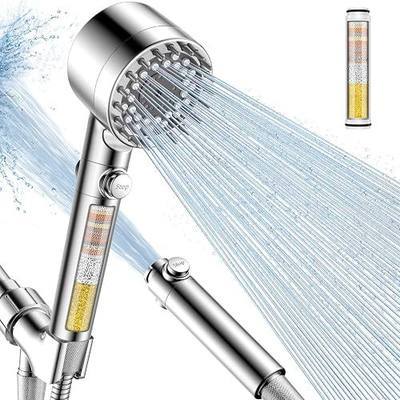 Filtered Shower Head with Handheld, High Pressure Showerhead with 3 Filters | ON/OFF Switch, Remove Chlorine for Hard Water, Reduce Dry Itchy Skin, Built-in Power Wash, Extra Holder & Hose