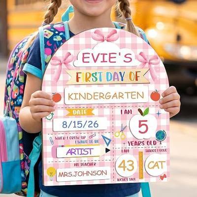 Pink Bow Reusable First Day of School Sign,12x10 Inch First and Last Day of School Board,with 2 Boards for The First and Last Days, Suitable for Kindergartens Preschools Primary Schools