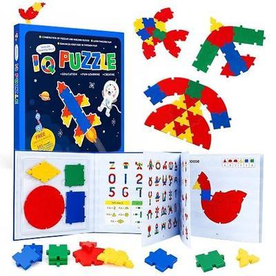 PRE-WORLD Pattern Blocks, 30 Pcs Interlocking Geometric Puzzle Kids 3+