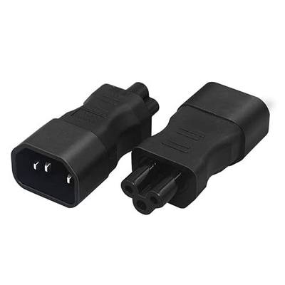 2 pcs IEC320 C14 to C5 Power Adapter, IEC 320 C14 Male to 3-Prong C5 Female Plug Converter for Laptop Charger, Monitor, Projector, PC, Server, Surge Protector