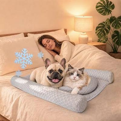 JoyBlooms Co-Sleeping Dog Bed for Bed Human Dog Bed Bedside Pillow | Cooling Anti-Slip Breathable Washable Foldable