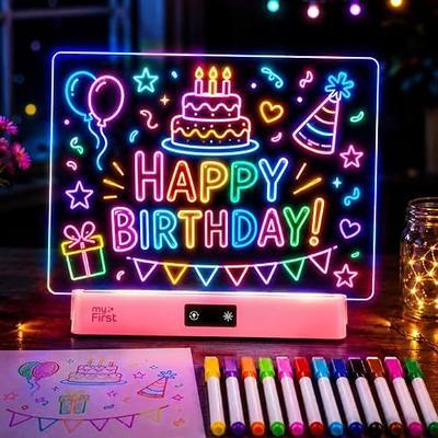 myFirst Kids LED Drawing Board, 16 Inch Rechargeable with 6 Brightness | 8 Colors, 3 Modes, sketch clear acrylic light up board, quiet toy, educational gift for girls ages 3-8