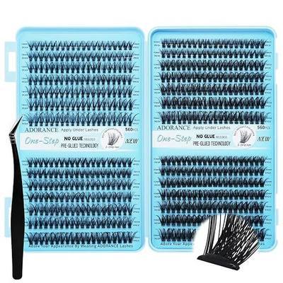 Adorance Pre Glued Adhesive Lash Clusters Kit, 30D40D50D60D Volume Mixed Length 10-16mm Cluster Lashes Kit, 560pcs Individual Natural Soft Eyelashes,DIY Lashes Kit including Tweezer
