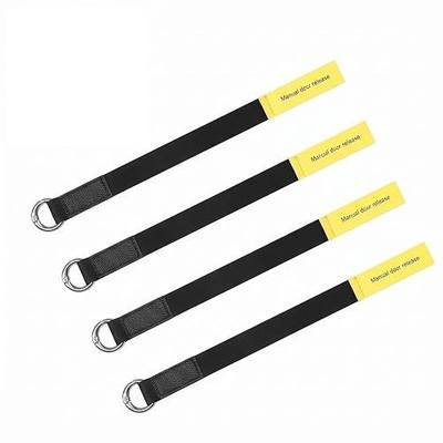 4 PCS Car Door Emergency Pull Cords, Manual Release Rear Door Strap for Quick Escape, High Strength Nylon Safety Handle Lanyard, Compatible with Tesla Model Y/3 (Black & Yellow)