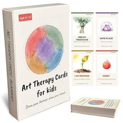 Art Therapy Cards for Kids Ages 6-12 - 52 Emotion & Mindfulness Cards with Creative Drawing Prompts | Social Emotional Learning SEL Tool for Anxiety, Self-Esteem & Coping Skills
