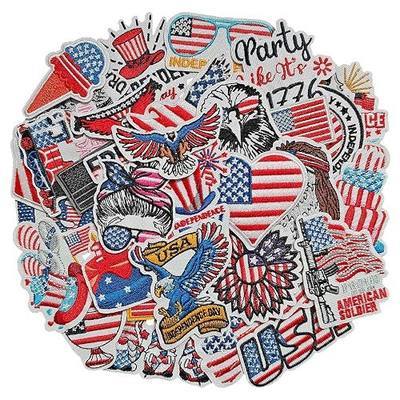 32pcs Patriotic American Flag Embroidered Patches - 4th of July Independence Day Iron on Patches with Stars, Stripes, Eagle - DIY Fabric Appliques for Hats, Jackets, Backpacks