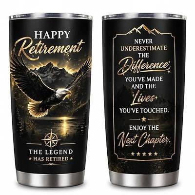 Retirement Gift for Men 20oz Tumbler with Lid, Stainless Steel Insulated Travel Mug for Dad, Coworker, Boss, Grandpa, Meaningful Retirement Gifts for Him, Gold Design,1 Pack (BLACK GOLD)