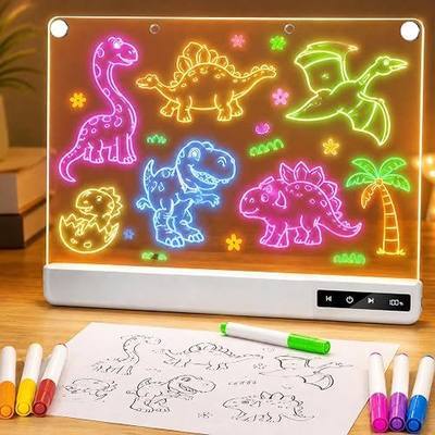 LED Drawing Board for Kids, 16" Dry Erase Light Up Doodle Board | 2000mAh Battery, 3mm Scratch-proof Acrylic Board, 14 Light Modes & 8 Colors, 7 Markers, Ideal Birthday Gift for Ages 3–12