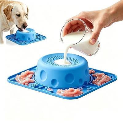 Slow Feeder Dog Bowls with Rolling Ball & Lick Mat for Dogs and Cats | 550ML Anti-Slip Dog Lick Bowl for or Large/Medium/Small Dogs and Cats Slow Feeding & Oral Hygiene, for Liquid and Thick Treat
