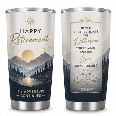 Retirement Gift for Women, 20oz Tumbler with Lid, Stainless Steel Insulated Travel Mug for Coworker Teacher Nurse Boss Mom, Meaningful Retired Gifts, 1 Pack(WHITE GOLD)