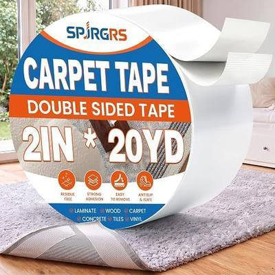 Carpet Tape Heavy Duty Anti Slip Rug Tape, 2 Inch x 60 Feet Double Sided Carpet Tape No Residue Adhesive for Hardwood, Tile, Laminate Floors