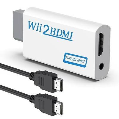 Meliya Wii to HDMI Converter, 1080p 720p Connector Output Video & 3.5mm Audio - Supports All Wii Display Modes White