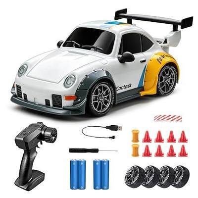 RC Drift Car, 1/24 Remote Control Drift Car for Adults Kids, 4WD 20KM/H High Speed White RC Sports Cars with LED Lights, Extra Racing Tires, Vehicle for Boys Beginners Indoor Outdoor