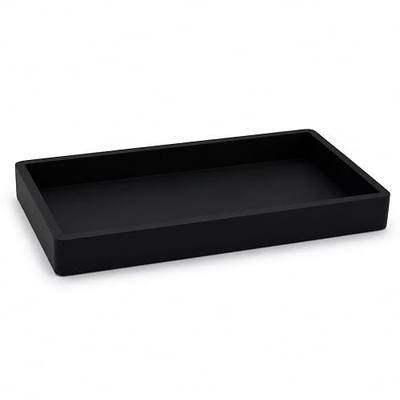 Vanity Tray for Bathroom Counter, Non-Slip Shatterproof Countertop Organizer Tray, Silicone Tray for Perfume, Jewelry, Keys, Cosmetics and Kitchen Storage, Black 7.9 x 4 in