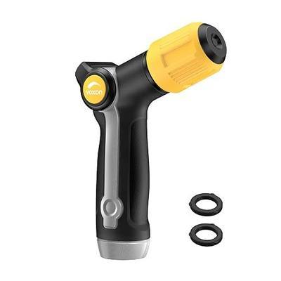 VOXON Garden Hose Nozzle with High Pressure Jet, 100% Heavy Duty Metal | Zinc Alloy & TPR Rubber, With Thumb Flow Control, Adjustable Spray Patterns for Garden Watering, Car Washing, Yellow Black