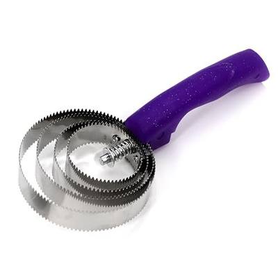 Jeffers Equine Sparkle Grip Reversible Curry Comb for Horses, Stainless Steel Spring Horse Grooming Comb for Shedding, Bathing & Coat Care, Dual Tooth Grooming Tool w/Rotating Flexible Head - Purple