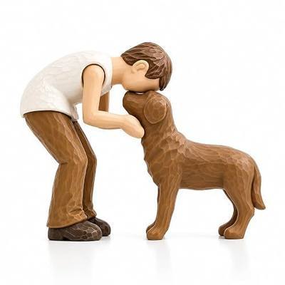 Dog Lover Resin Statue, Emotional Human and Dog Sculpture, Modern Pet Memorial Figurine for Home Decor, Handmade Style Resin Ornament for Shelf Table Living Room Office Gift