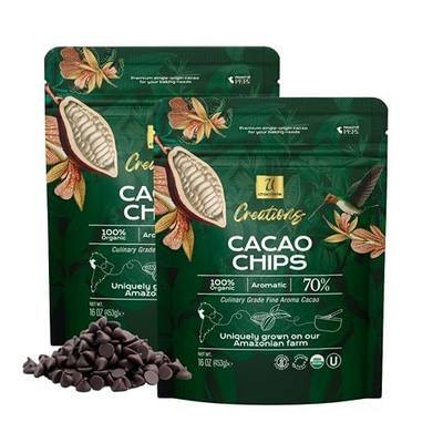 U Chocolate Organic Chocolate Chips 70% – Just 2 ingredients – Fresh from our Farm – No allergens, No additives – 2 x 16 oz