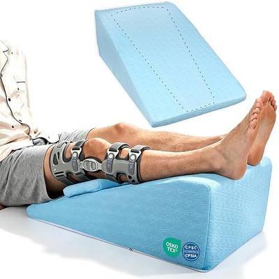 Knee Surgery Pillow Straight Double Leg for Swelling & Blood Circulation | ACL Surgery, Full Knee Replacement Wedge Pillow, High Density Foam Wedge for Elevating Leg with Removable Cover