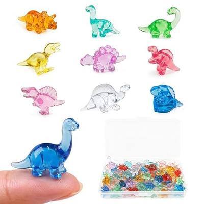 100PCS Mini Dinosaur Figurines, Resin Mini Animals Bulk, Tiny Dinosaur Statues for Desk Decor, Party Favors, Collectible Decorations & Treasure Hunt Games (Luminescent Color)