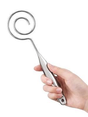 Seamless Dough Whisk - 11.4 Inch 304 Stainless Steel Danish Dough Whisk, Bread Whisk & Sourdough Mixer, Multi-use Dough Hook, Easy Clean & Dishwasher Safe for Bread, Pizza, Pastry, Cake Batter & More