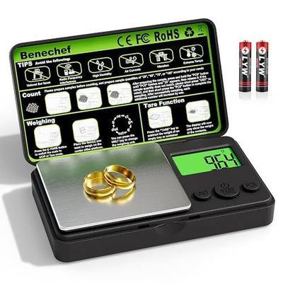 Mini Pocket Scale 500g x 0.01g, Digital Gram Scale with Green Backlit LCD, Tare & PCS Counting, Portable Jewelry Scale for Gold, Silver, Coins & Gems