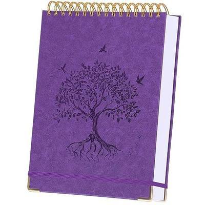 Blank Notebook Journal, Hardcover Sketchbook, 300 Page No Bleed Thick Paper | Top Spiral Notebook A5, Art Embossed Leather Unlined Sketch Pad for Women Men Kids Smooth Journaling Sketching Gifts,Lay Flat