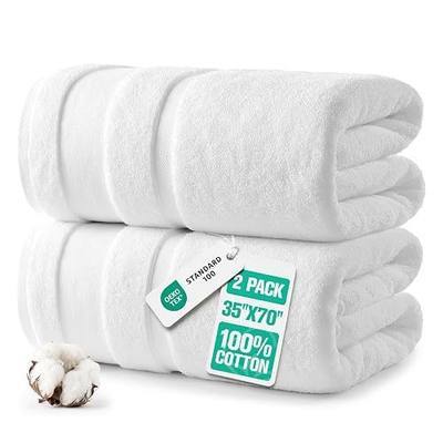 REDKISS 2 Pack Bath Towels Set, 35 X 70 Inches Oversized Bath Sheets, White | 100% Cotton, Ultra Soft, Super Absorbent, Quick Dry Large Bathroom Towels for Bathroom, Gym, Spa, Pool, Hotel & Family Use
