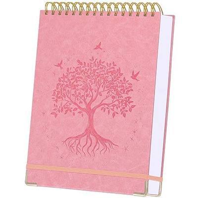 Blank Notebook Sketch Book, 300 Pages No Bleed Sketch Pads for Drawing, Leather Hardcover Artist Sketchbook with Perforated 100GSM Thick Paper & Back Pocket, Spiral Unlined Journal Notebook B5, Pink