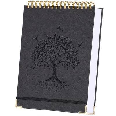 Blank Notebook Sketch Book, 8.5" x 11" Large Sketchbook, 300 Page No Bleed Sketch Pads for Drawing, Leather Hardcover Artist Sketchbook with 100GSM Thick Paper, Spiral Unlined Journal Notebook, Black