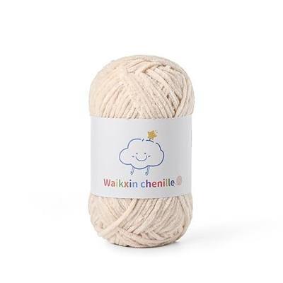 Skinny Chenille Yarn for Crocheting, 1.75 oz/ 109 yds Amigurumi Yarn&Baby Yarn for Crocheting Soft, Fluffy Fingering Weight Velvet Yarn for DIY Crafts&Baby Blankets.(Beige)
