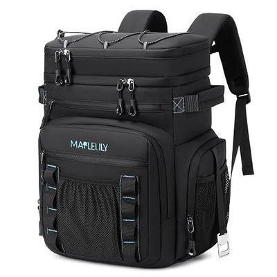 MAPLELILY Insulated Backpack Cooler Leakproof Lunch Backpack | Waterproof large 48 cans soft backpack coolers with bottle opener. Double decker meal prep backpack for beach camping fishing