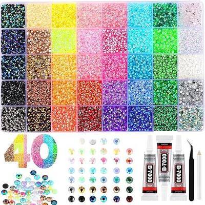 Color Flatback Rhinestones Bedazzling Kit, Resin Bedazzling Rhinestones with Tools, Flatback Resin Gems for Crafting Nail Art Scrapbooking DIY Jewelry Making Supplies