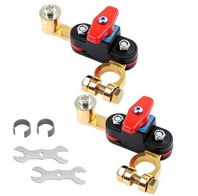 2Pcs Battery Disconnect Switch,12V/24V Pure Copper Car Battery Cut Off Switch,Adjustable High Conductivity Manual Double Rotation Power Kill Switch fit for Car Truck RV Boat Marine Tractor