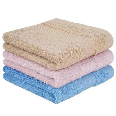 3 Pack 100% Cotton Wash Cloths, 13 x 13 inch Highly Absorbent and Soft Feel Fingertip Towels, Machine Washable Showering Face Washcloths for Bathroom, Gym, Hotel, Spa and Kitchen, Multicolor
