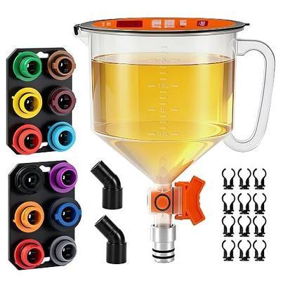 2.38QT/2.25L Engine Oil Funnel Kit Spill-Proof Oil Change Kit with Flow Control Valve,2 Magnetic Organizer,2 45° Elbows,12 Adapters Compatible with Most Cars