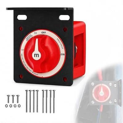 JERBOR Marine Battery Disconnect Switch with Heavy Duty Aluminum Bracket | 12V-48V 300A Continuous 900A Cranking Waterproof Battery Cut Off Switch for Boat for RV for Truck Car Solar System
