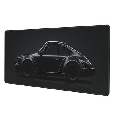 Black Classic Sports Car Large Gaming Mouse Pad 31.5x11.8in Non-Slip Rubber Base Desk Mat Waterproof Edge Stitching Computer Keyboard Pad