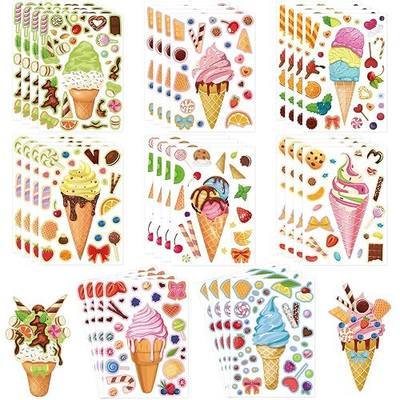32 Sheets Make Your Own Ice Cream Stickers Make a Face Stickers Birthday Party Gifts Summer Holiday Party Supplies Goodie Bag Stuffers Rewards
