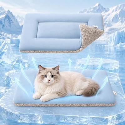 Cooling Mat for Dogs, Washable Pet Beds Crate Pad, 24"x 18" Thick & Durable Dog Cooling Mat, Reversible Warm & Cooling Cat Bed, Self Warming Cat Bed for Couch, Crate & Beds - S