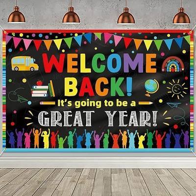 Welcome Back Backdrop Banner It's Going to be a Great Year Banner Back to School Decoration First Day of School Backdrop Preschool Kindergarten Party Background Decoration Photo Booth Props Black