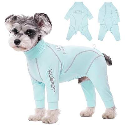 Kuoser Dog Cooling Shirt, UPF 50+ UV Protection Dog Shirts,Blue S | Quick Dry Breathable Dog Summer Clothes, Reflective Print Jumpsuit for Small Medium Large Dogs, Dogs Sun Shirts with Sleeves