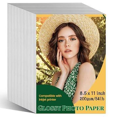 200 Sheets Glossy Photo Paper 8.5x11, 200GSM/54LB Inkjet Glossy Photo Paper | White Photo Printer Paper, Compatible with Lnkjet Printer Use Dye Ink, Picture Paper for Brochures, Cards, Flyers, Calendars