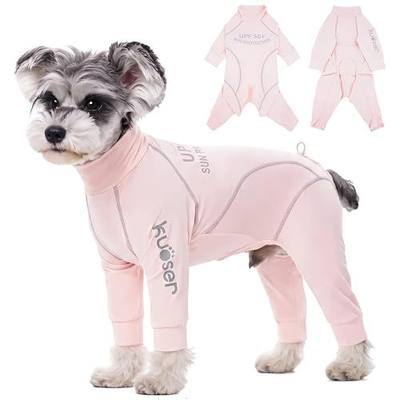 Kuoser Dog Cooling Shirt, UPF 50+ UV Protection Dog Shirts,Pink XS | Quick Dry Breathable Dog Summer Clothes, Reflective Print Jumpsuit for Small Medium Large Dogs, Dogs Sun Shirts with Sleeves